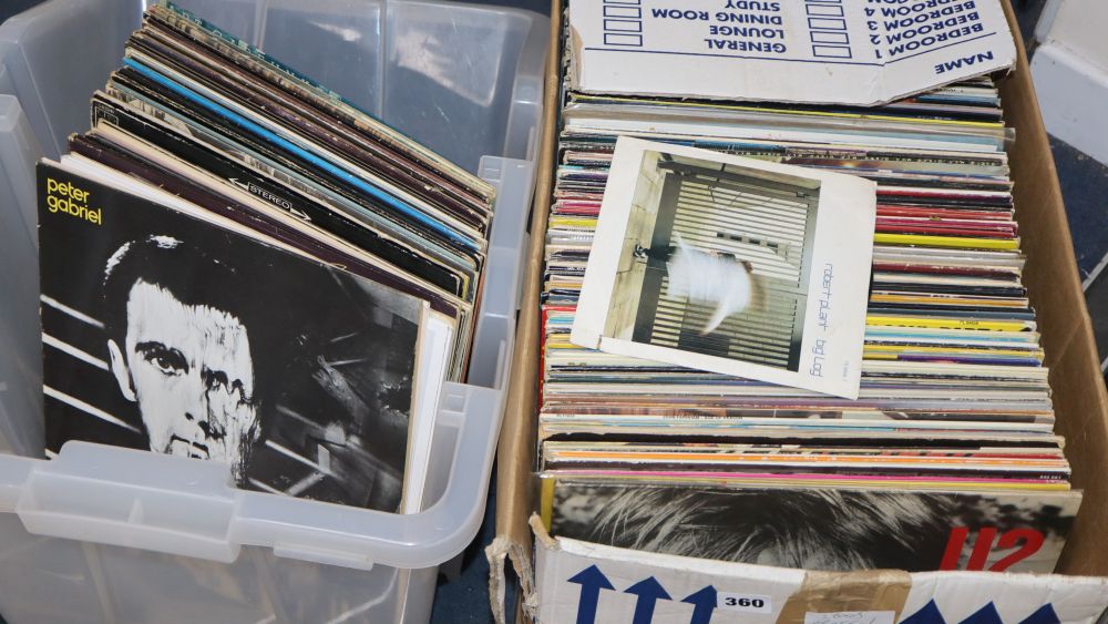 Two boxes of records